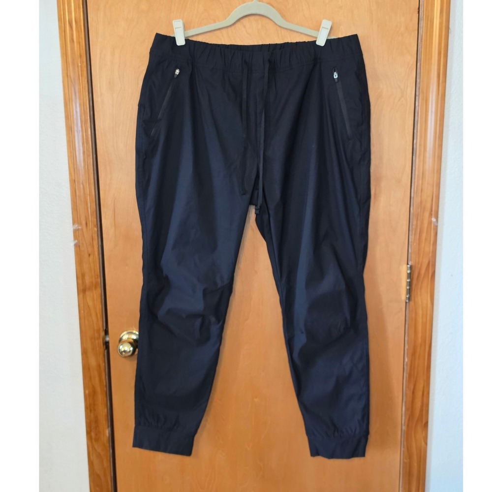Eddie Bauer Womens Black Fleece Lined Jogger Pants Size 18 Hiking Travel Active